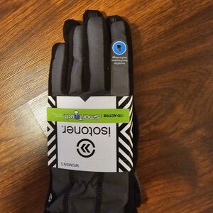 Gray and Black Isotoner SmartTouch Gloves